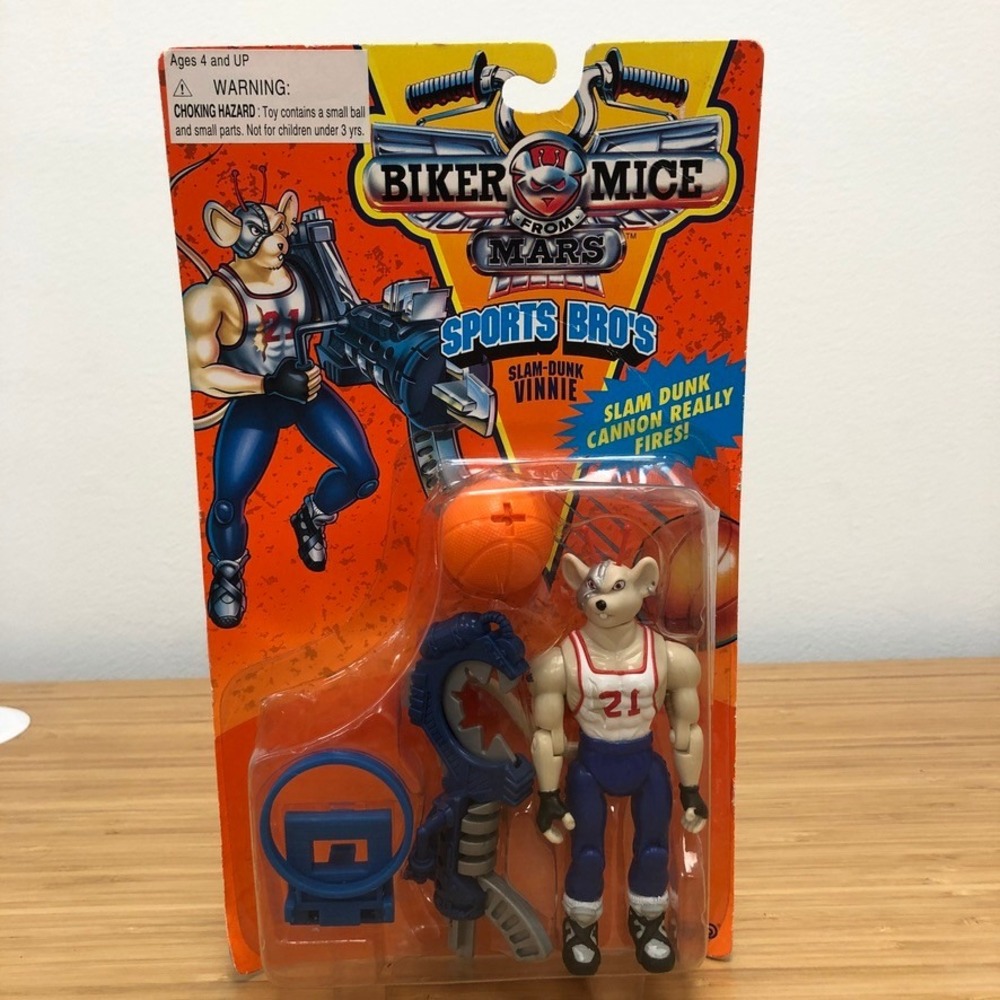 Galoob Biker Mice From Mars Slam-Dunk Vinnie Action Figure NIP 1994 Orange Blue